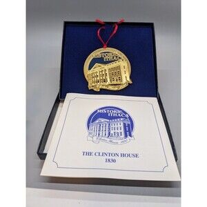 Historic Ithaca New YorkClinton House 1830 Brass Gold 3D Christmas Ornament Box